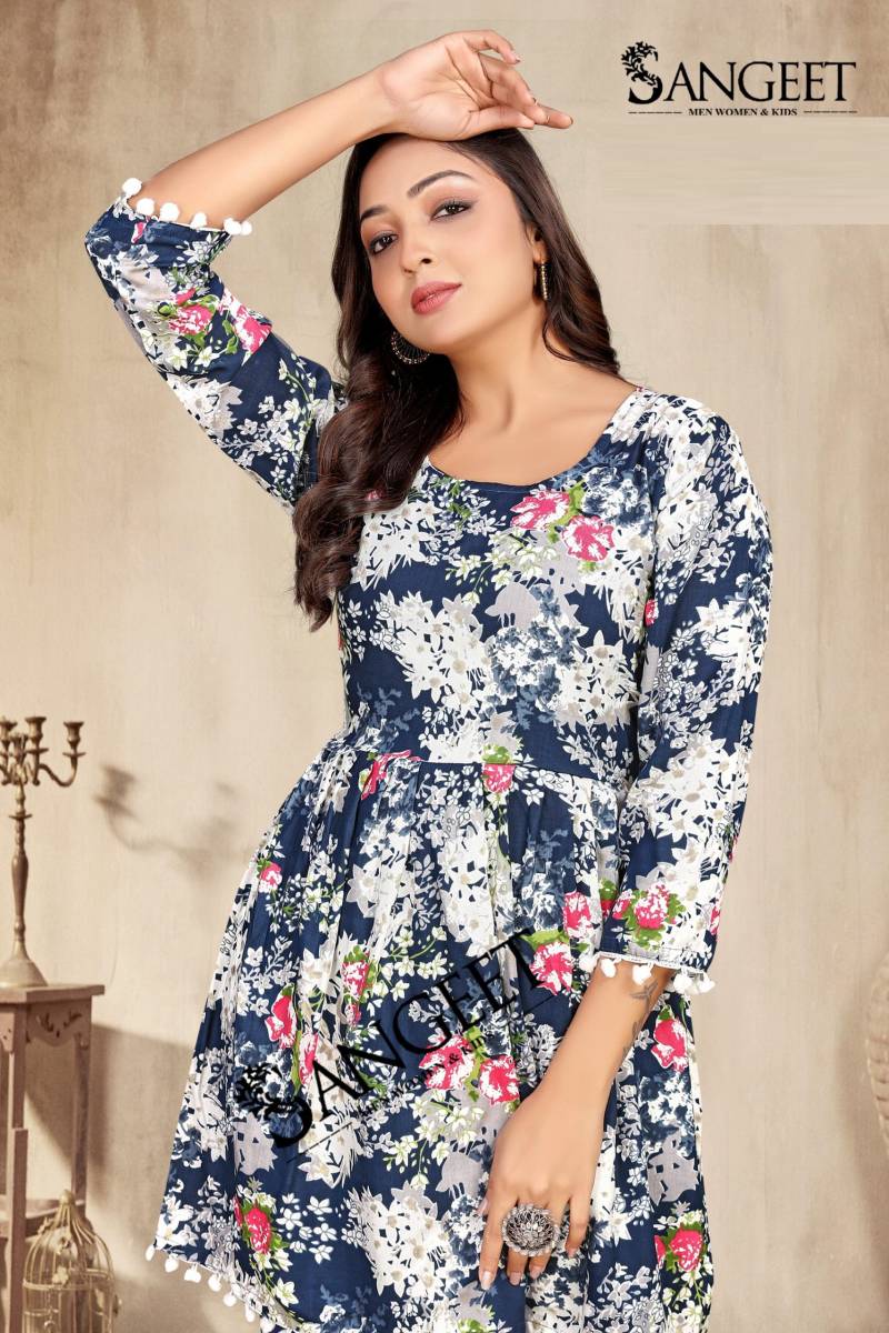 Sangeet Pum Pum Rayon Printed Short Kurti Collection