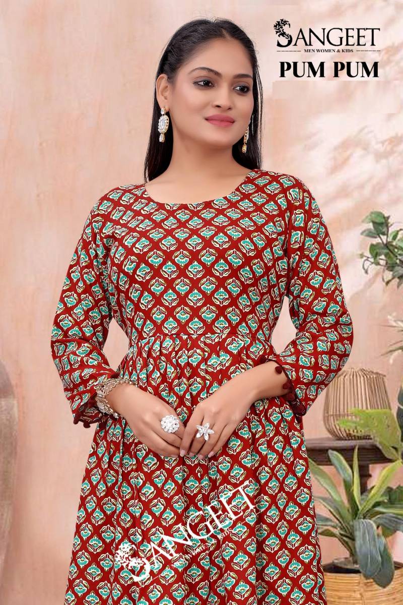 Sangeet Pum Pum Vol 2 Rayon Printed Short Kurti Collection