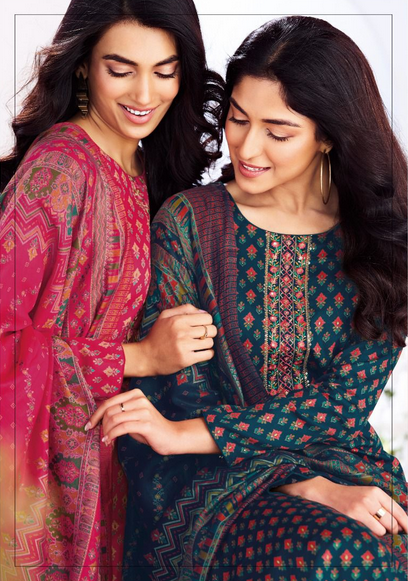 Suryajyoti Kalki Vol 21 Jam Satin Printed Dress Material