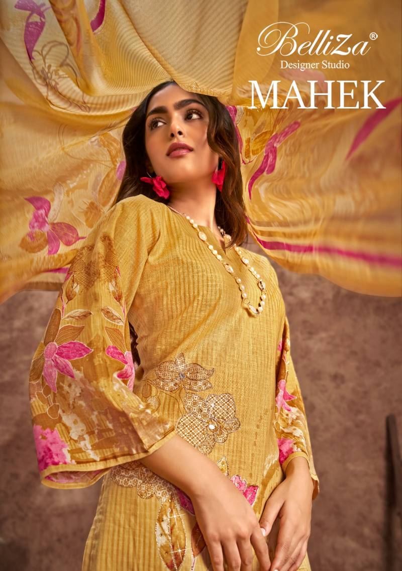 Belliza Mahek Cotton Linen Printed Dress Material Collection