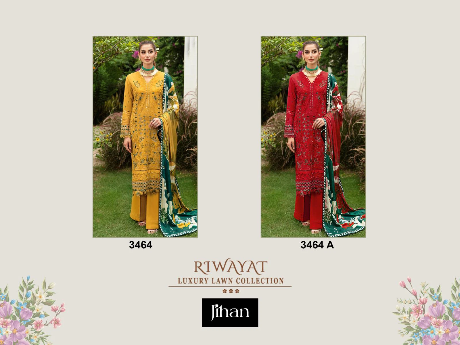 Jihan Riwayat Luxury 3464 Cotton Dupatta Pakistani Salwar Kameez 