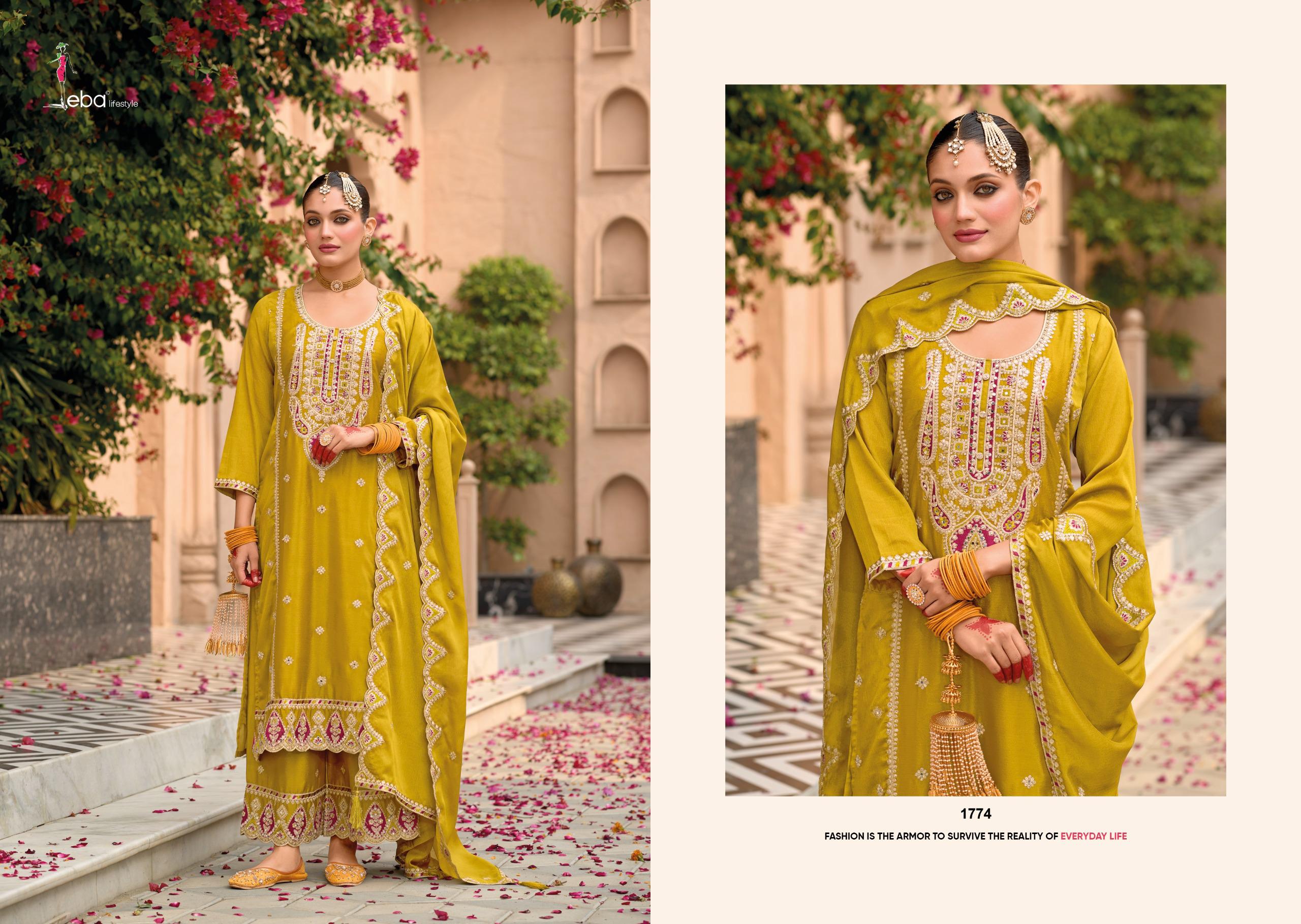 Eba Sahaj Chinon Embroidered Ready Made Suits Collection