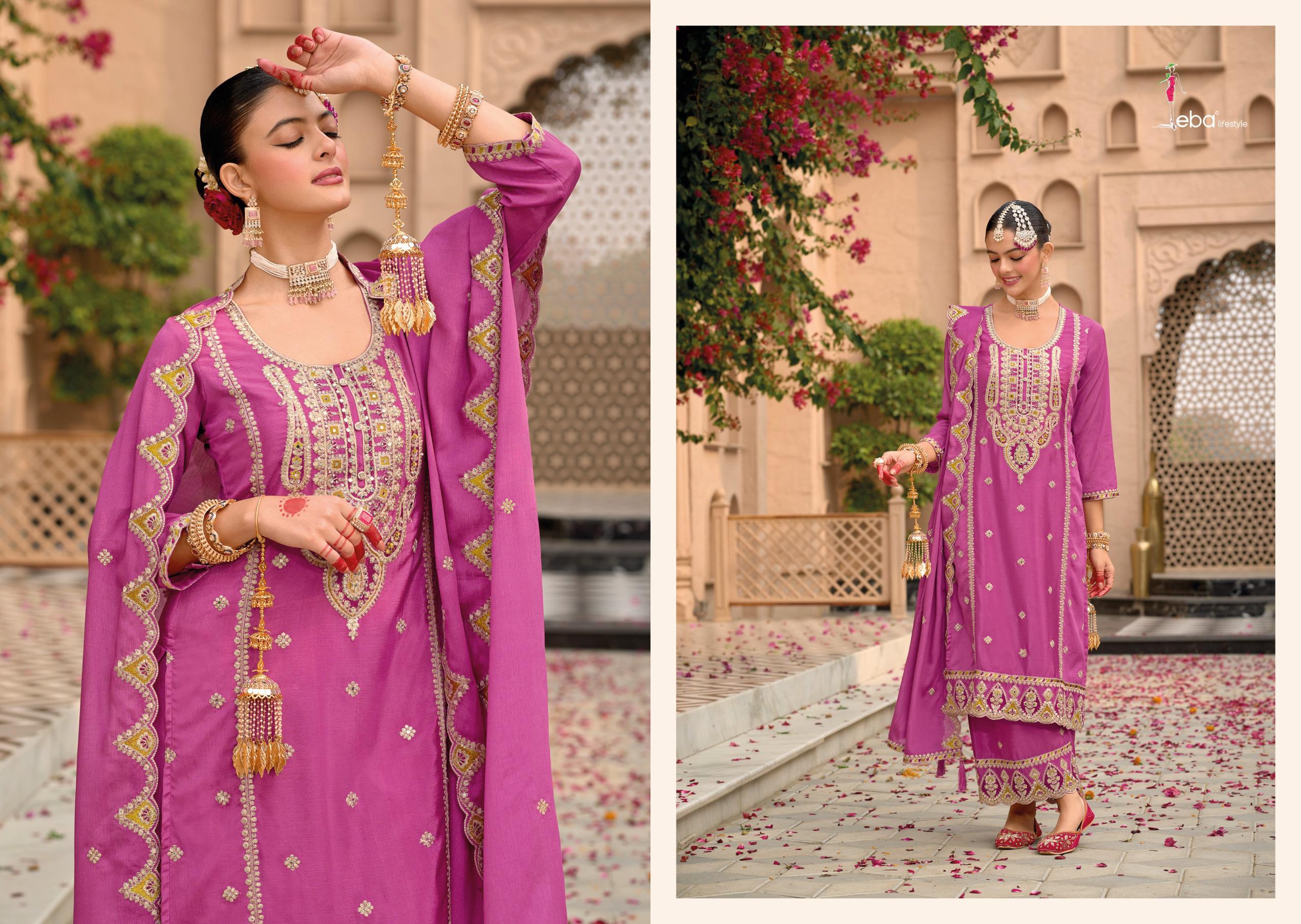 Eba Sahaj Chinon Embroidered Ready Made Suits Collection