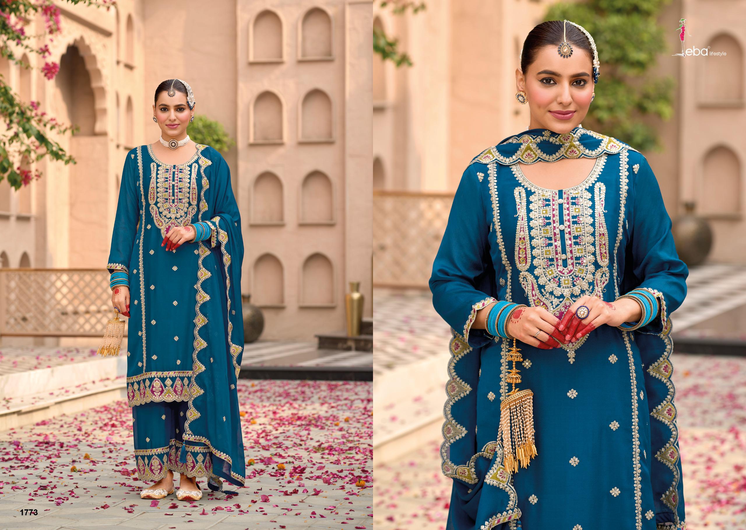 Eba Sahaj Chinon Embroidered Ready Made Suits Collection