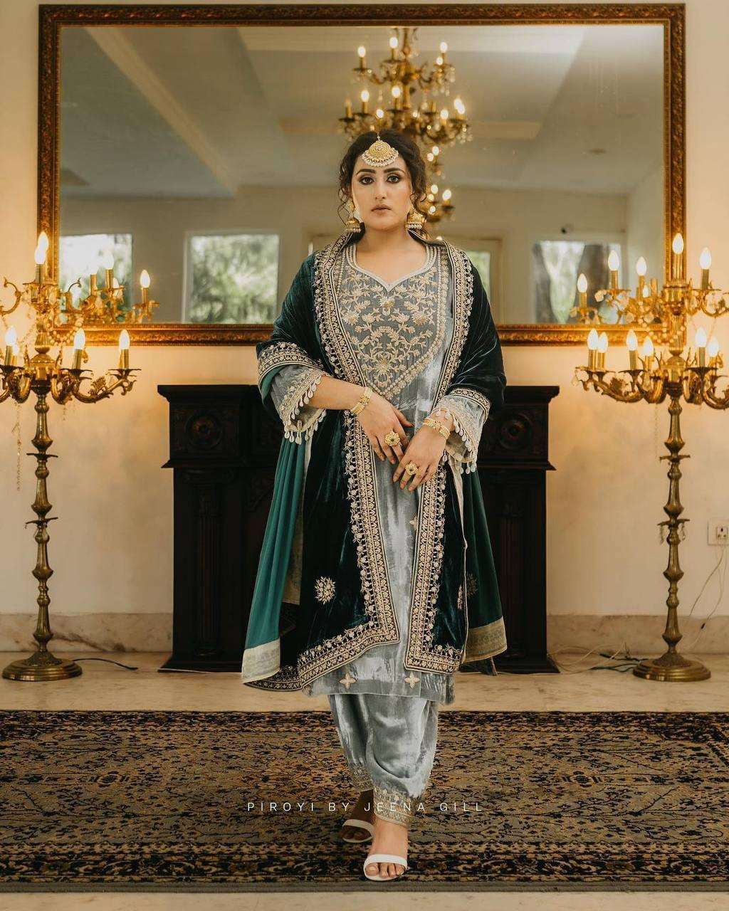 Lekha SLC-911 Designer Fancy Velvet Embroidery Work Suit