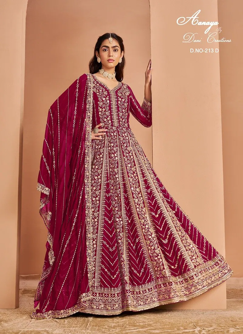 Aanaya 213 D Maroon Designer Salwar Suits