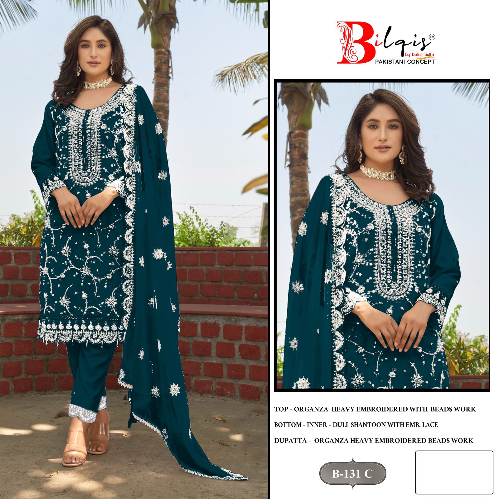 Bilqis B 131 A To D Organza Pakistani Salwar Kameez Collection