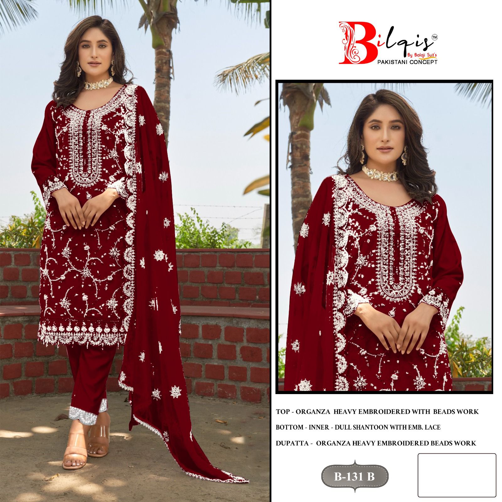 Bilqis B 131 A To D Organza Pakistani Salwar Kameez Collection
