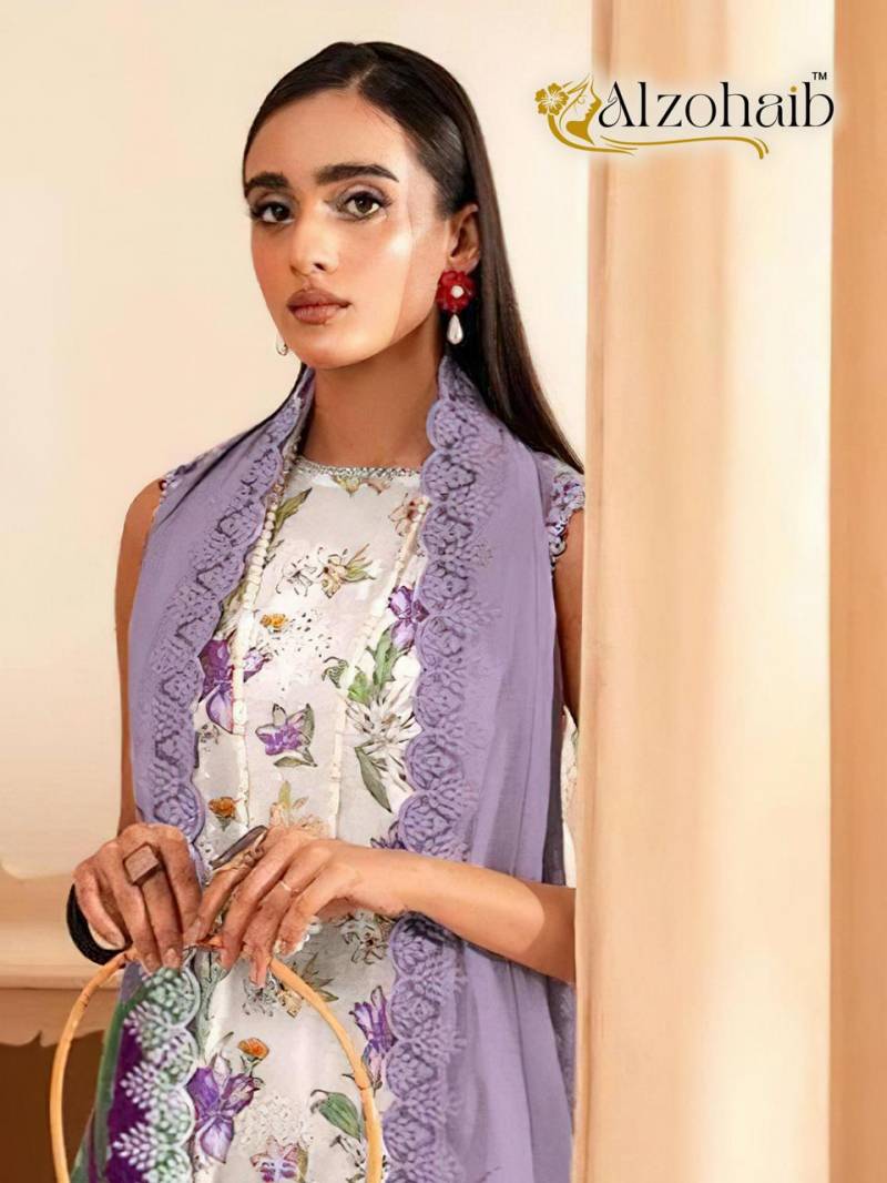 Alzohaib Az 1140 And 1142 Cotton Dupatta Pakistani Suits Collection 