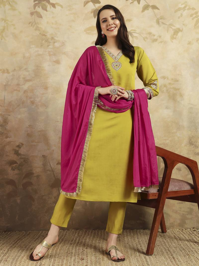 Zilmil 1 Chanderi Silk Kurti Bottom With Dupatta