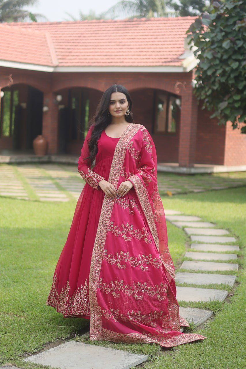 Lekha GW-9158  Fancy Gown With Embroidered Dupatta Collection