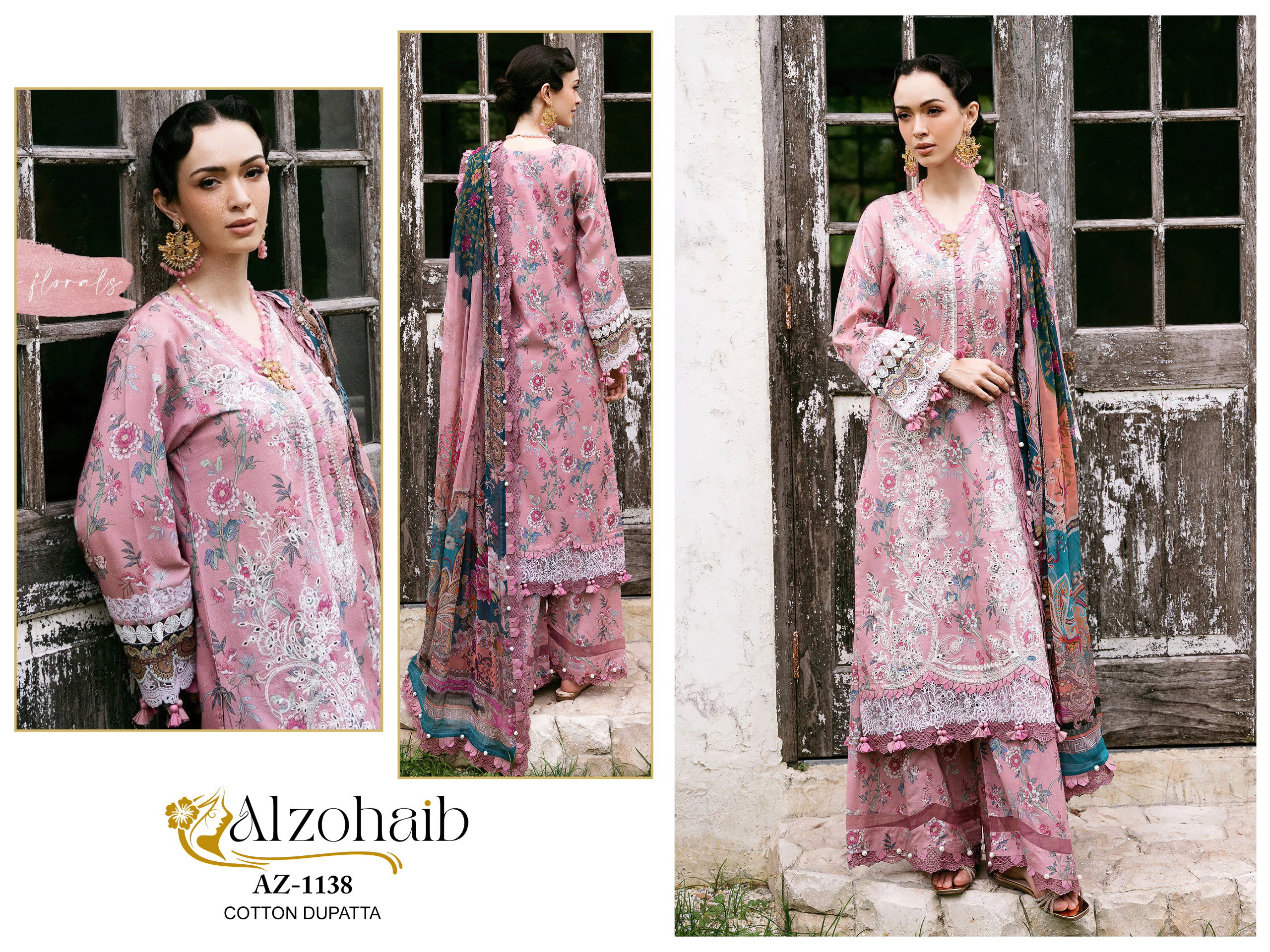 Alzohaib Az 1135 To 1141 Chiffon Dupatta Pakistani Suits Collection