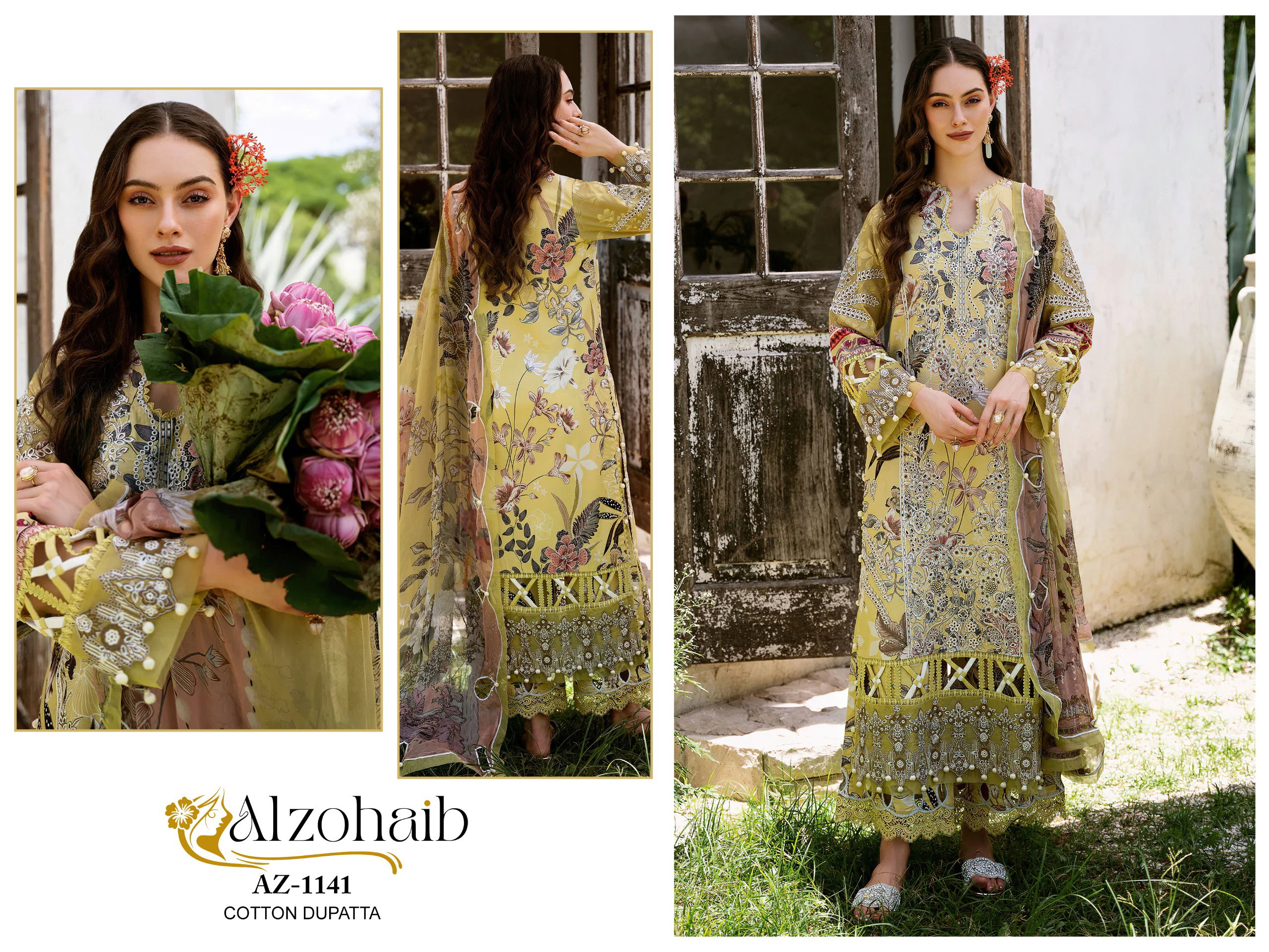 Alzohaib Az 1135 To 1141 Chiffon Dupatta Pakistani Suits Collection