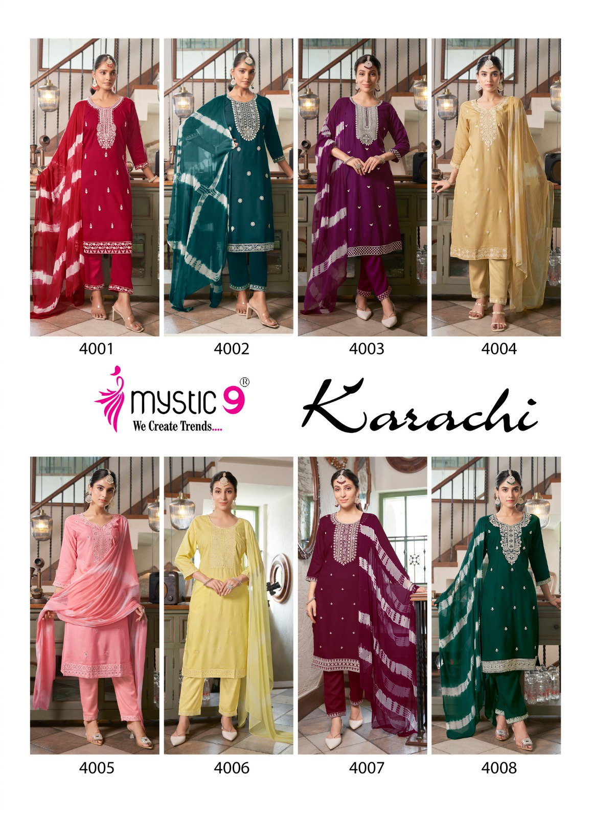 Mystic 9 Karachi Vol 4 Festive Wear Kurti Bottom With Dupatta