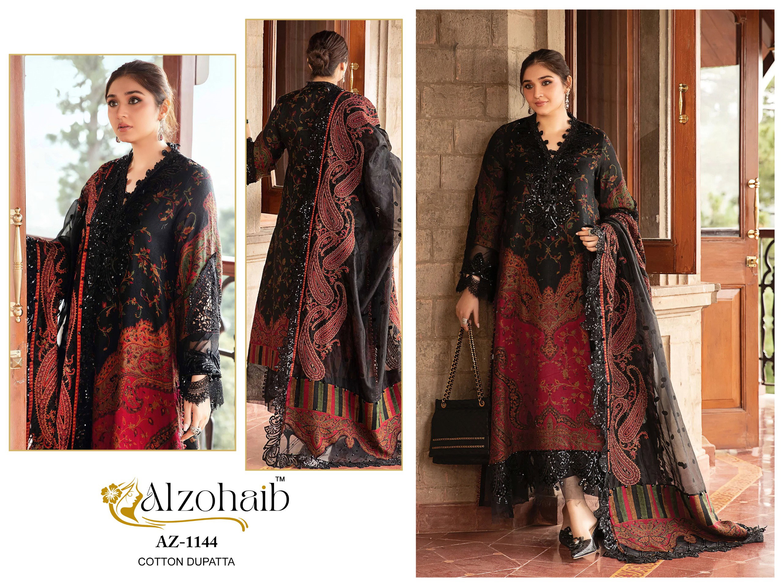 Alzohaib Az 1144 A And B Cotton Dupatta Pakistani Suits Collection
