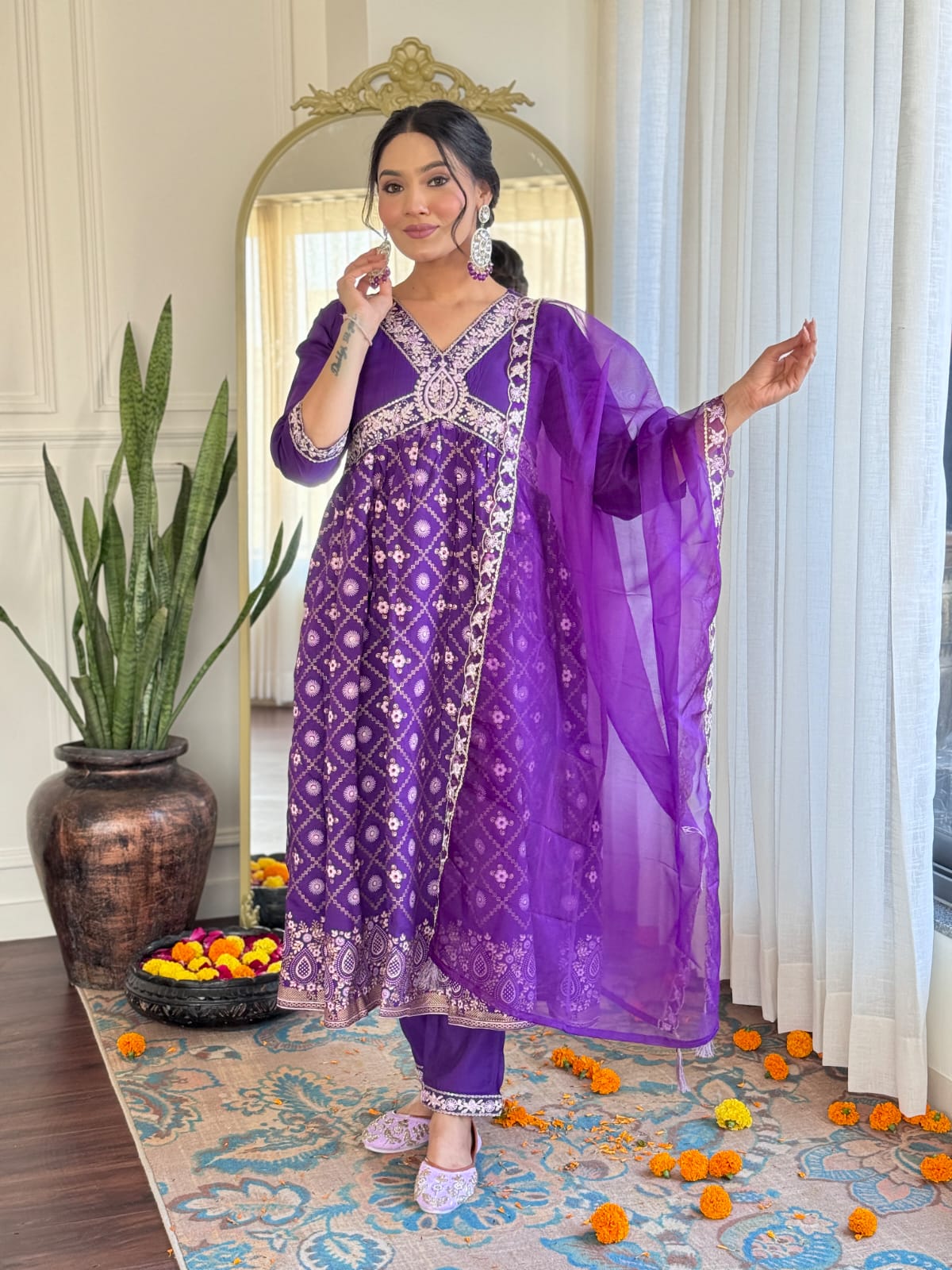 KUSUMA T-04 Raavee 01 Chanderi Silk Kurti Bottom With Dupatta