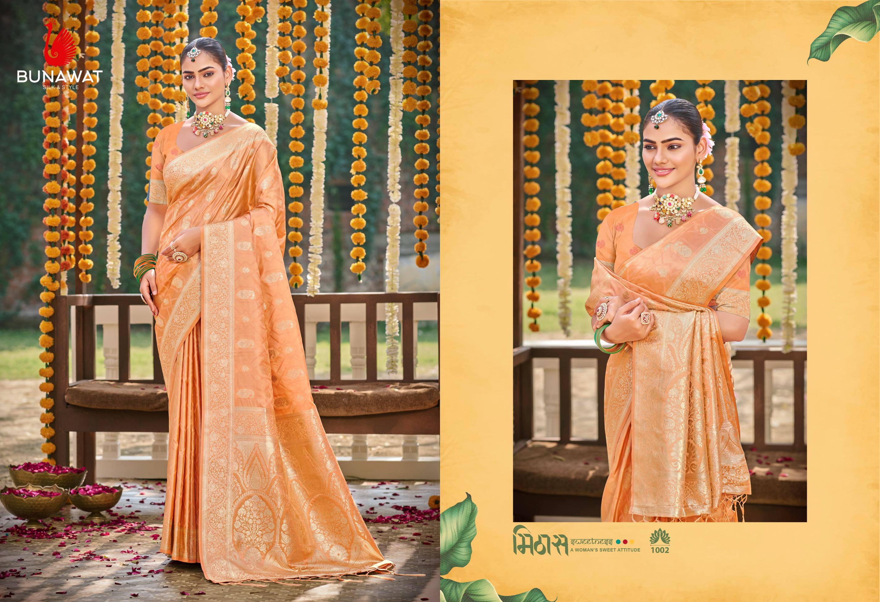 Bunawat Suryaprabha 1002 Satin Silk Saree Collection