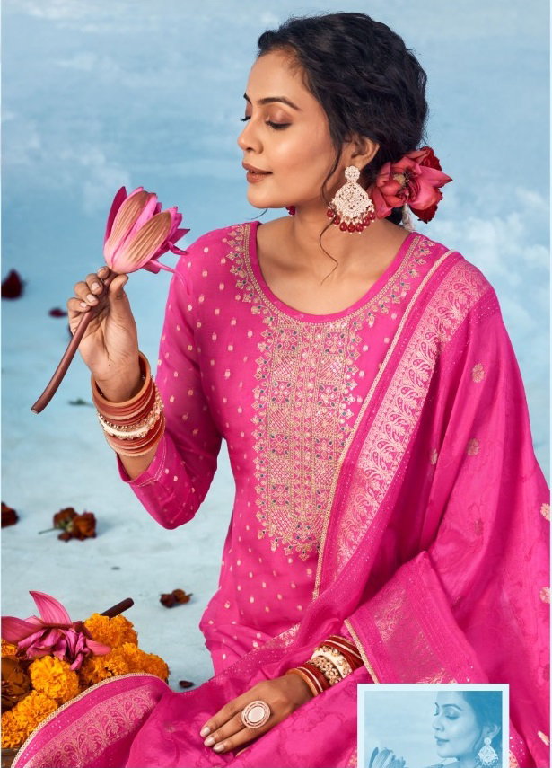 Triple Aaa Amrapali Organza Jacquard Dress Material Collection