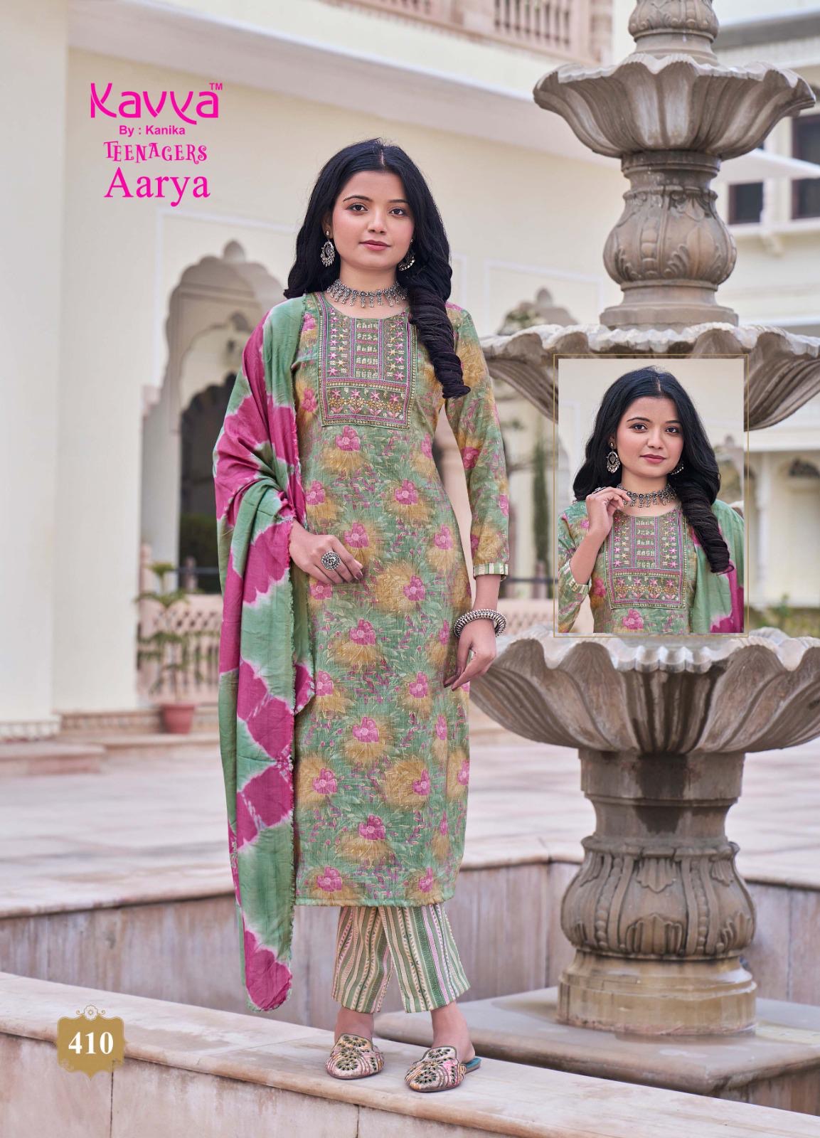 Kavya Aarya Vol 4 Foil Printed Kurti Bottom With Dupatta Collection