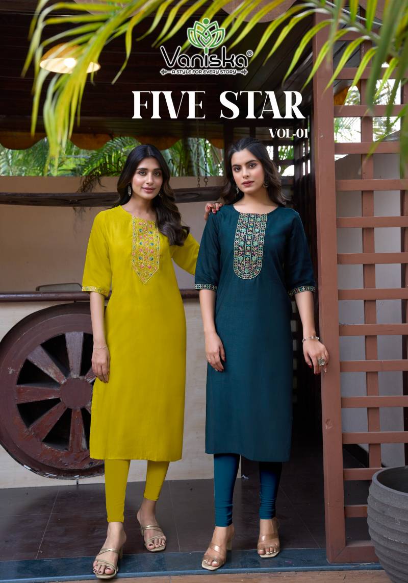 Vaniska Five Star Vol 1 Vatican Silk Fancy Kurti Collection