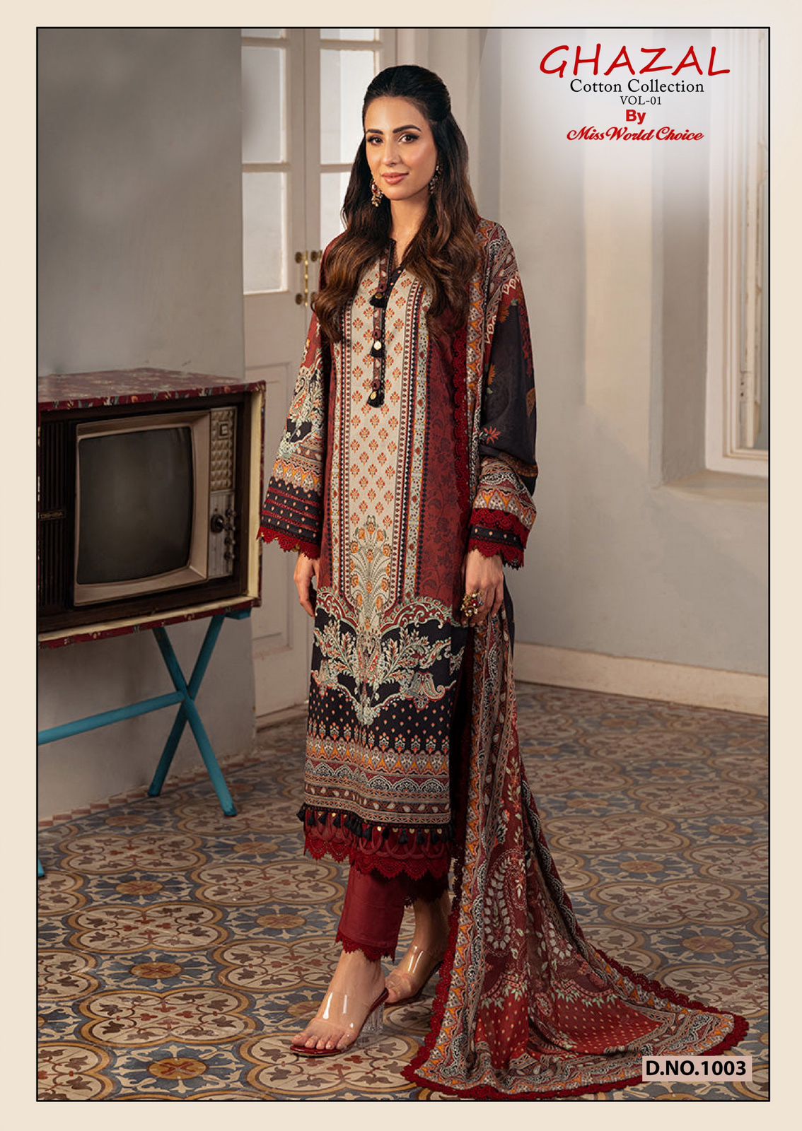 Miss World Ghazal Vol 01 Cotton Printed Fancy Dress Material Collection