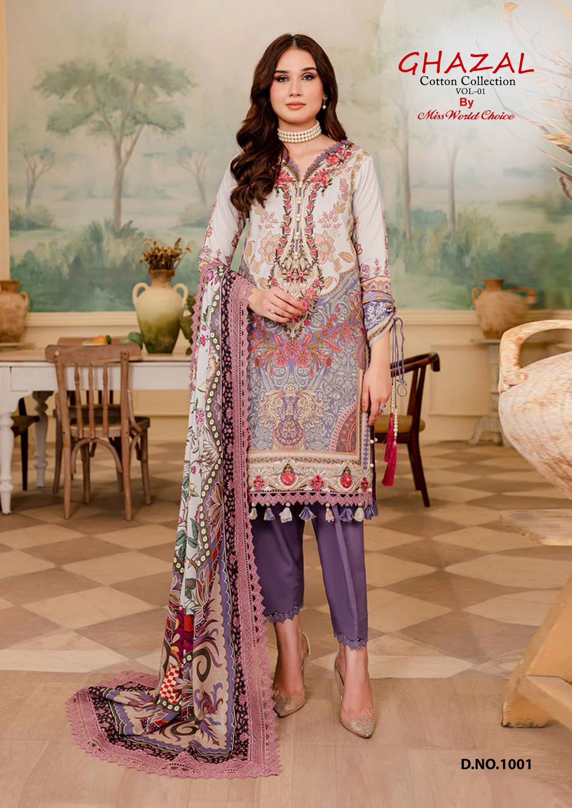 Miss World Ghazal Vol 01 Cotton Printed Fancy Dress Material Collection