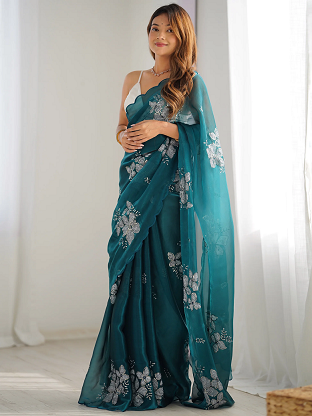 Meera 255 Party Wear Embroidery Worked Jimmy Choo Saree with Un Stitched Blouse