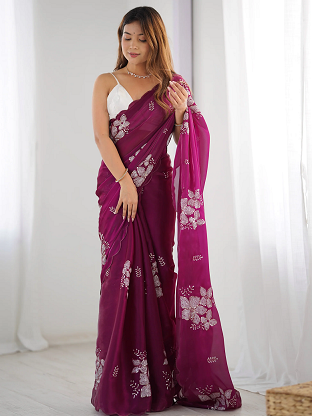 Meera 255 Party Wear Embroidery Worked Jimmy Choo Saree with Un Stitched Blouse