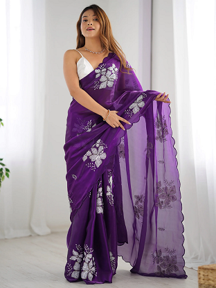 Meera 255 Party Wear Embroidery Worked Jimmy Choo Saree with Un Stitched Blouse