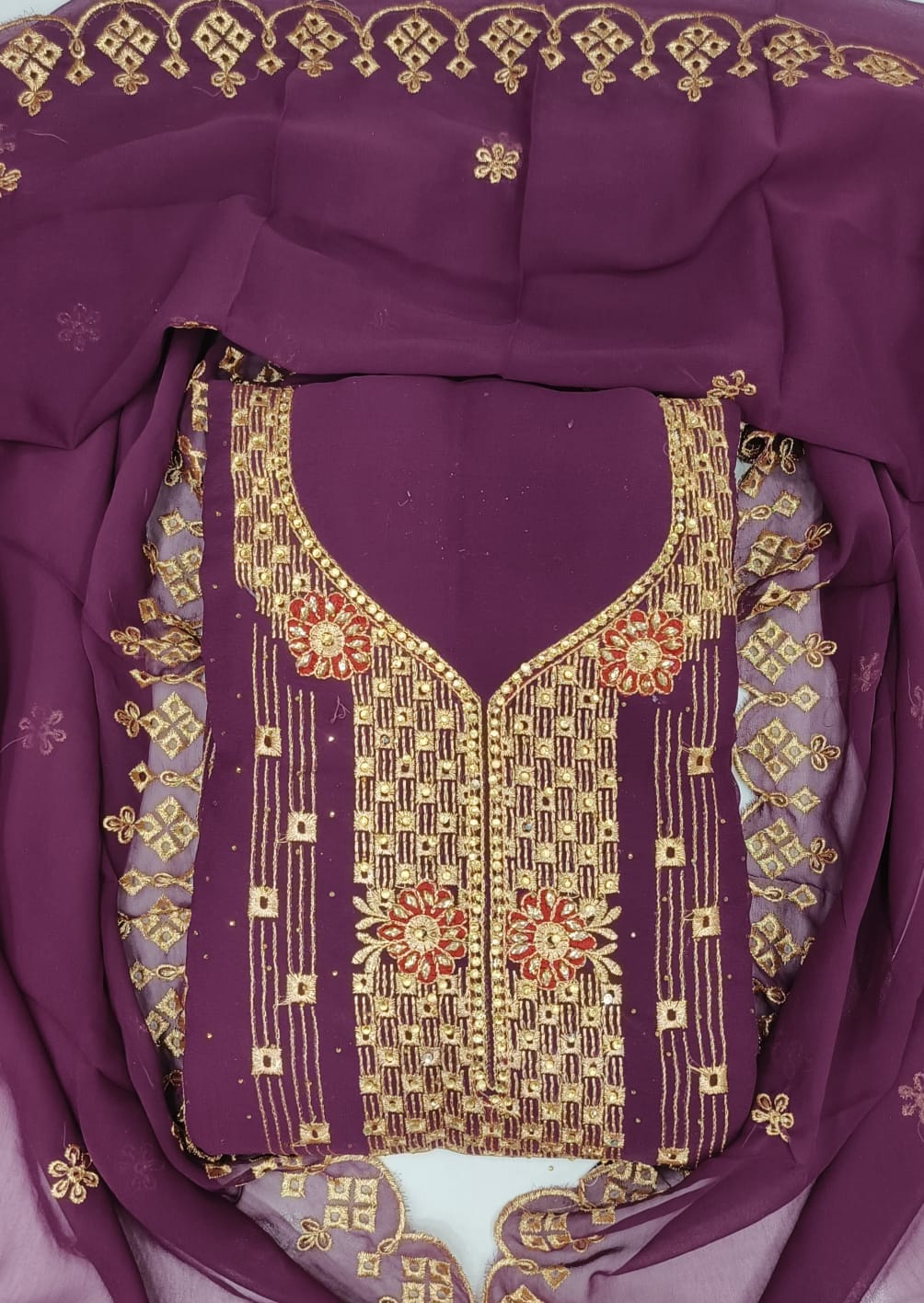 Manu 2 Embroidered Georgette Unique Dress Material Collection