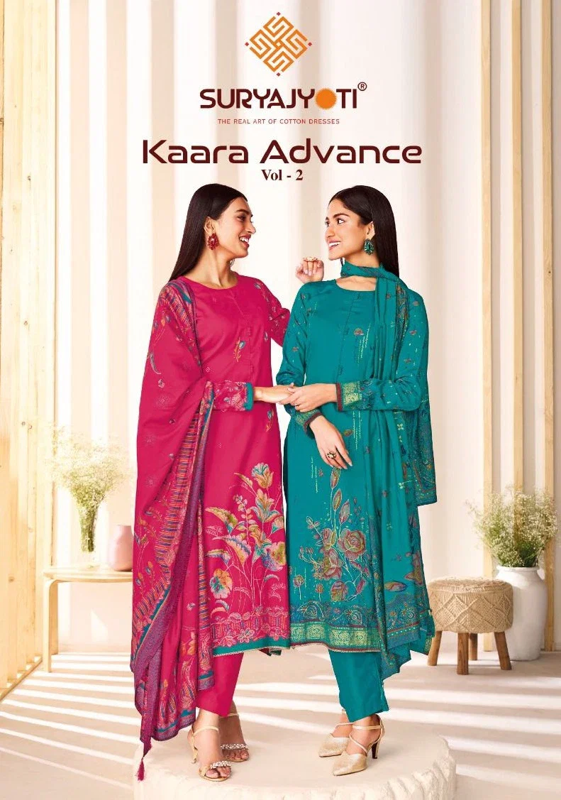 Suryajyoti Kaara Advance Vol 2 Jaam Satin Printed Dress Material