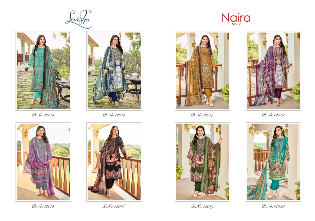 Levisha Naira Nx 12 Lawn Cotton Printed Dress Material Collection