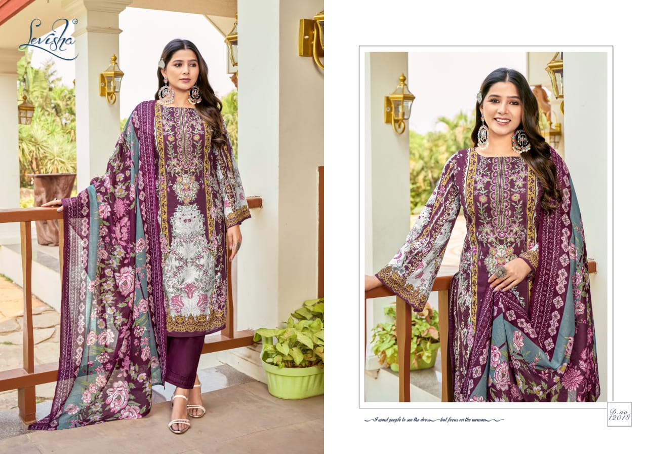 Levisha Naira Nx 12 Lawn Cotton Printed Dress Material Collection