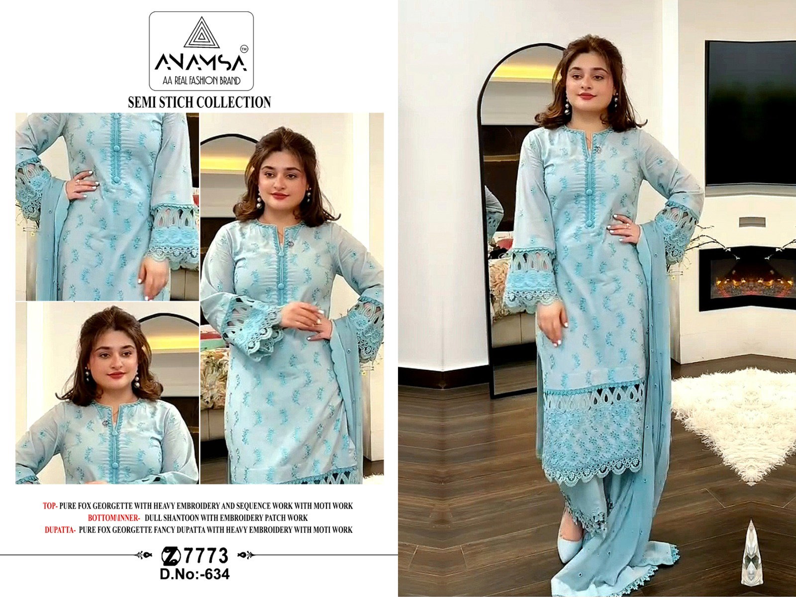 Anamsa 634 Georgette Pakistani Salwar Kameez