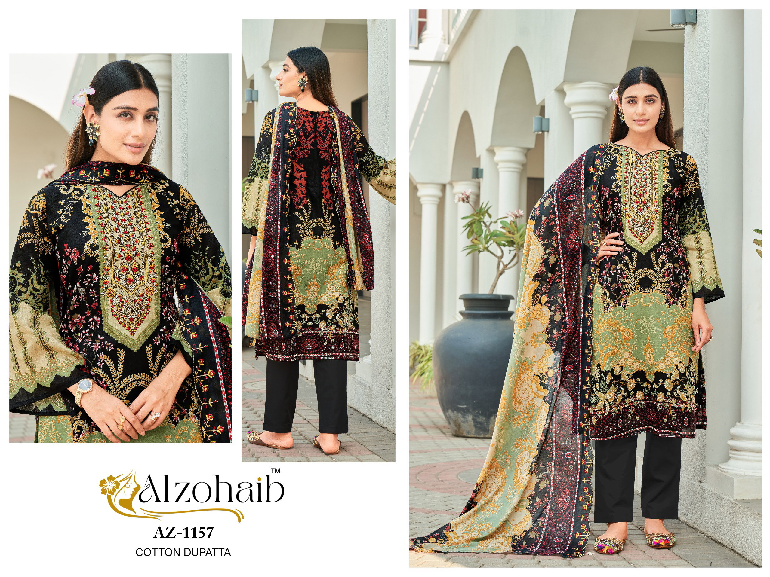 Alzohaib Az 1155 To 1157 Cotton Dupatta Pakistani Suits Collection