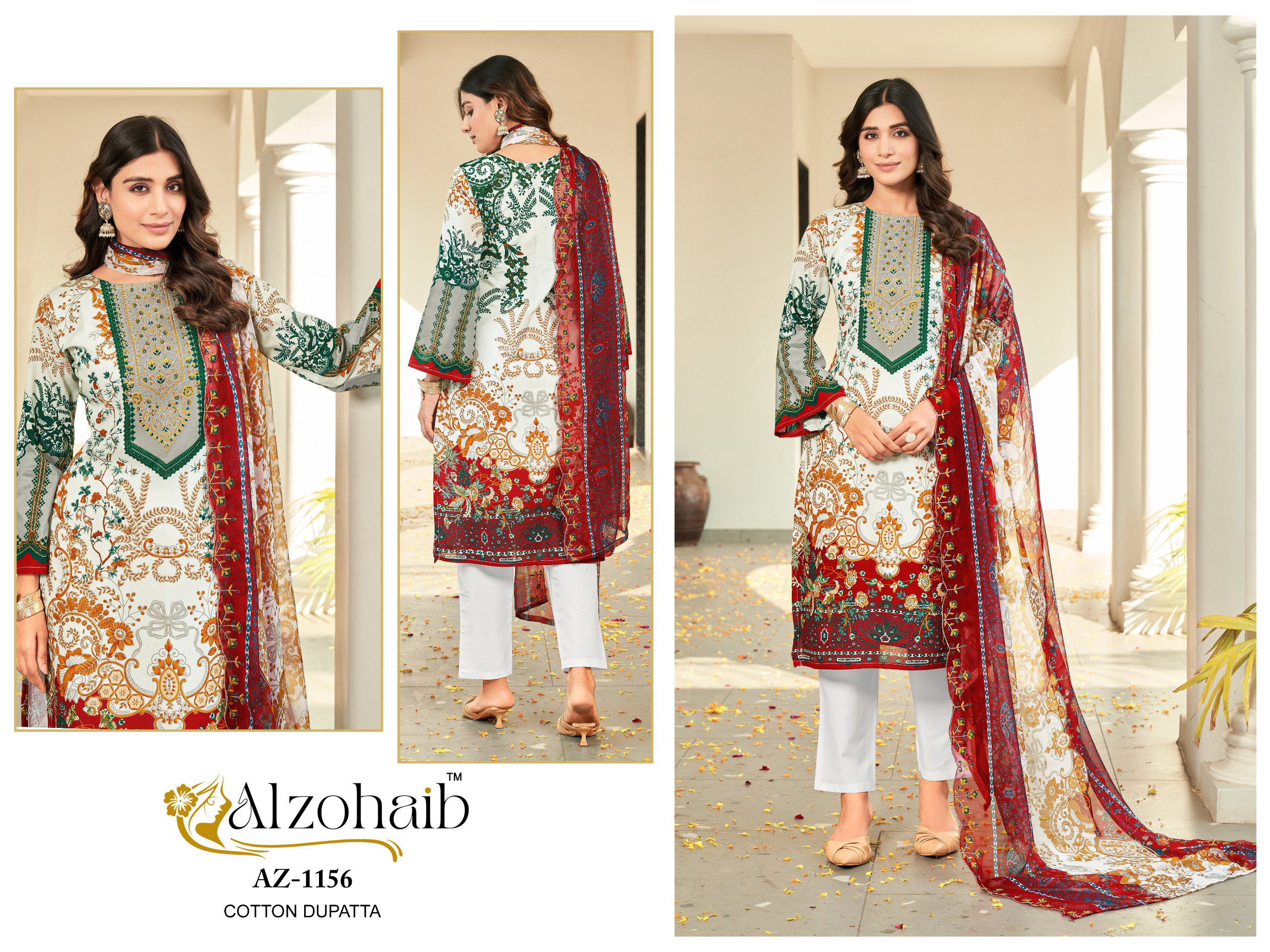 Alzohaib Az 1155 To 1157 Cotton Dupatta Pakistani Suits Collection