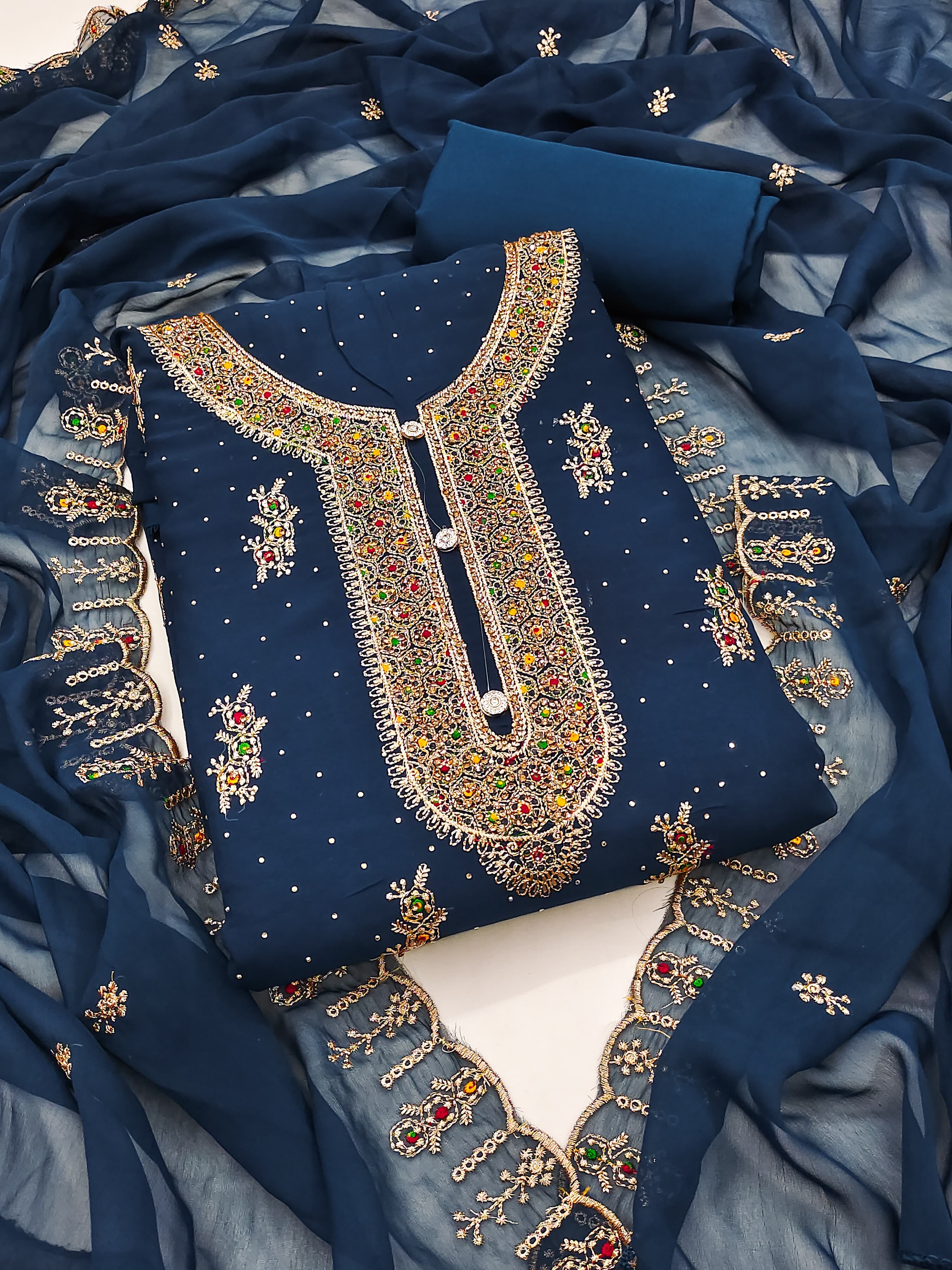 Jully 1 Faux Georgette Embroidered Dress Material Collection