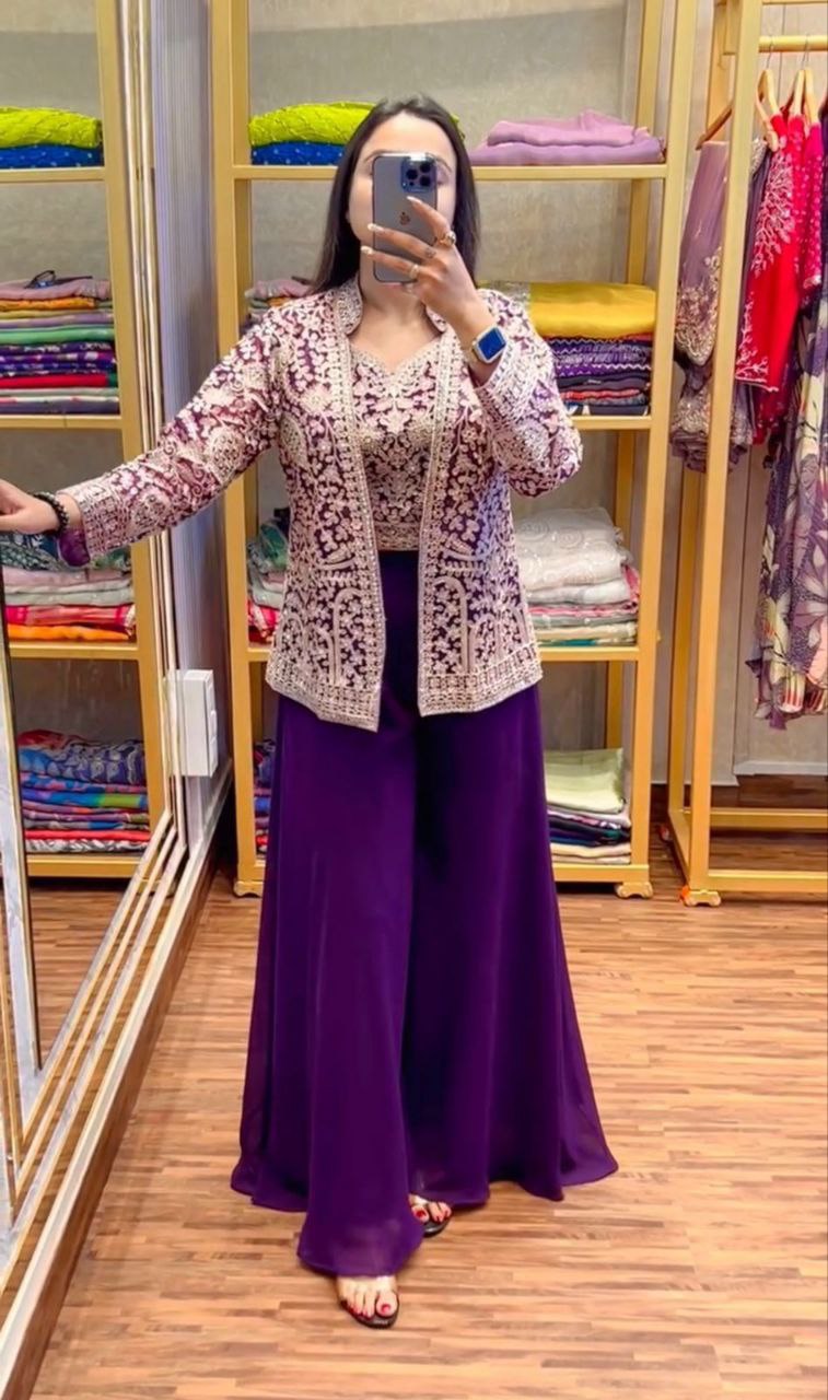 Bt 7071 Designer Embroidered Georgette Indo Western Collection