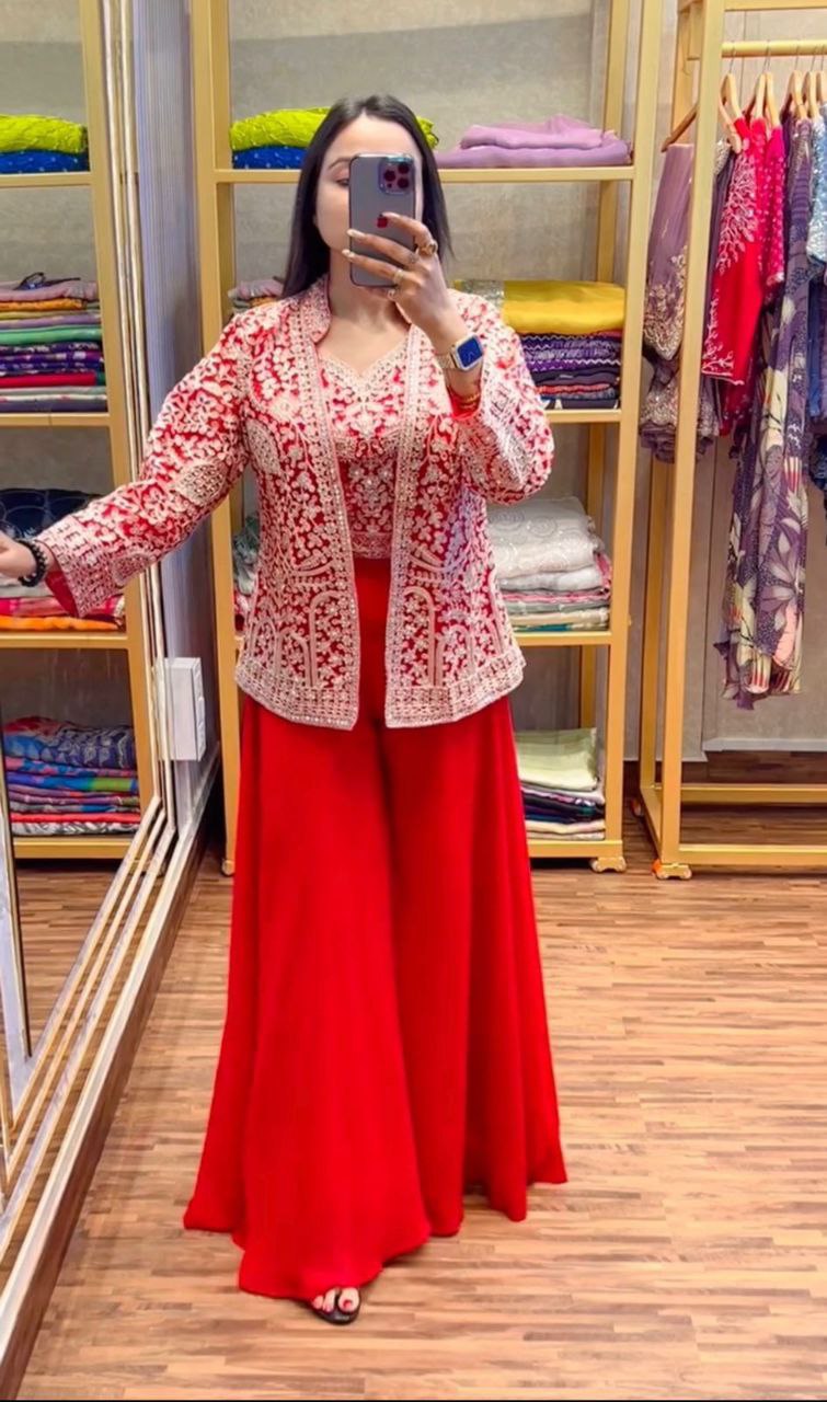 Bt 7071 Designer Embroidered Georgette Indo Western Collection