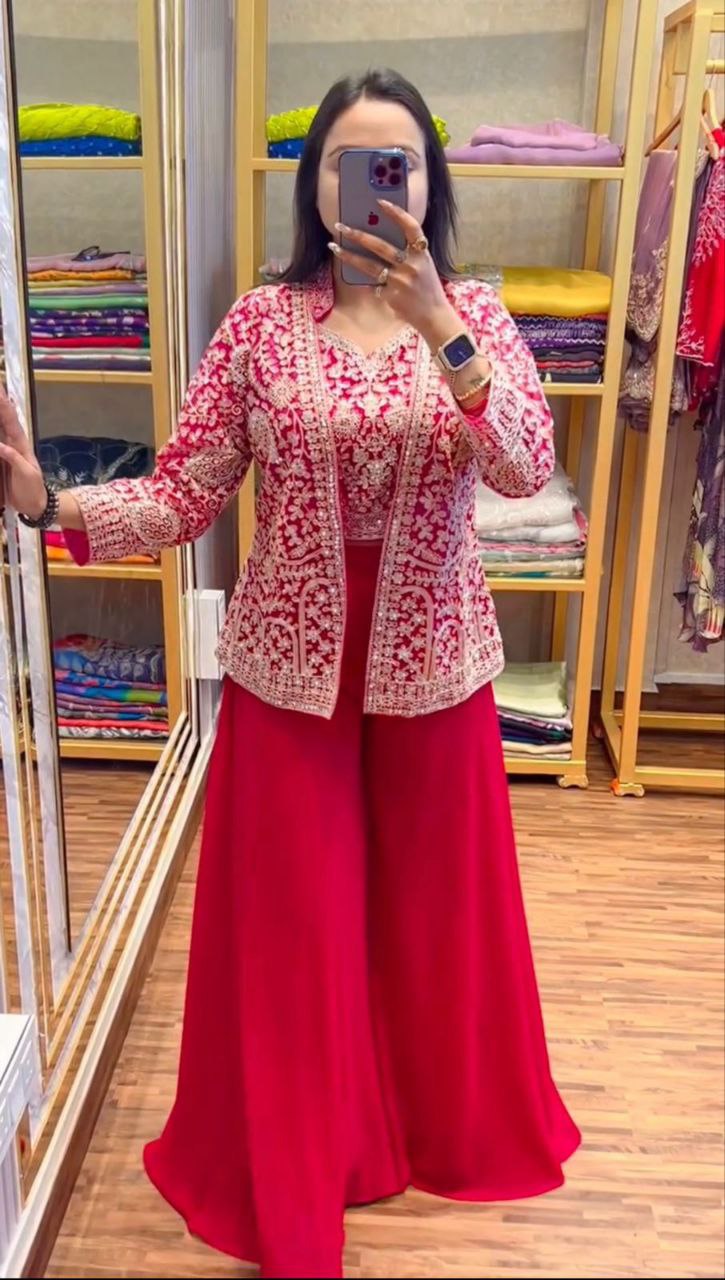 Bt 7071 Designer Embroidered Georgette Indo Western Collection
