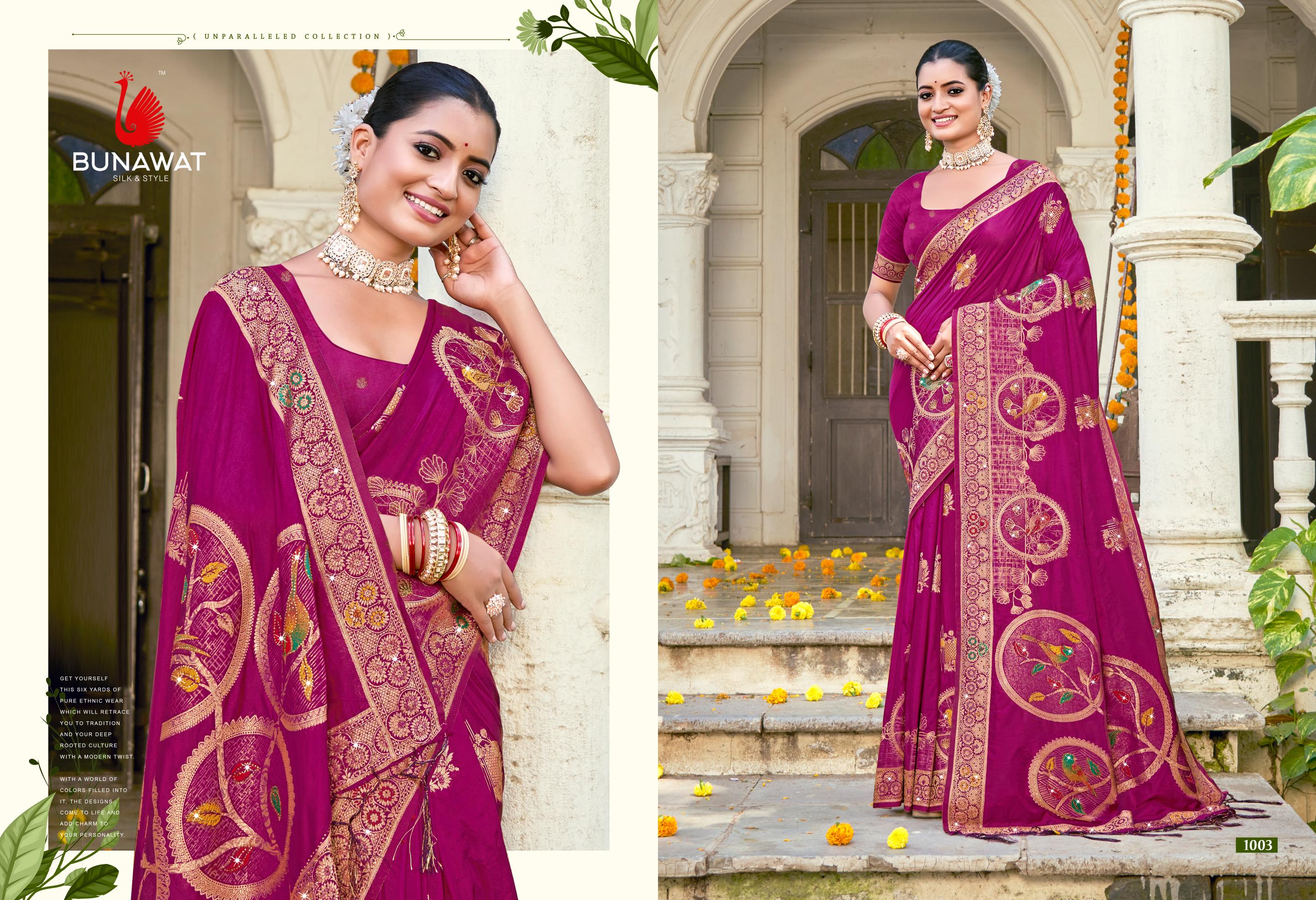 Bunawat Hans Vol 02 Festive Wear Swarovski Worked Silk Saree Collection