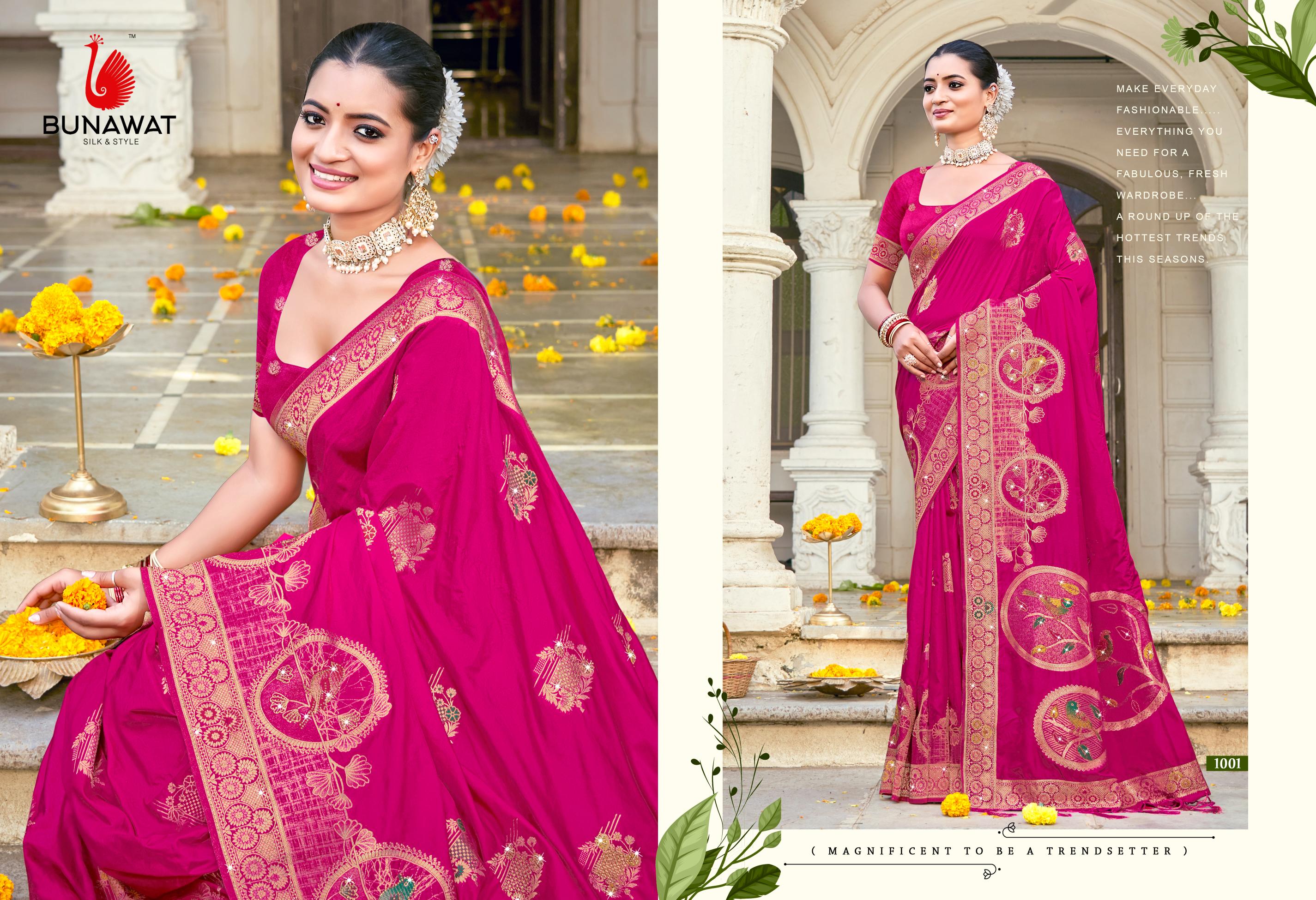 Bunawat Hans Vol 02 Festive Wear Swarovski Worked Silk Saree Collection