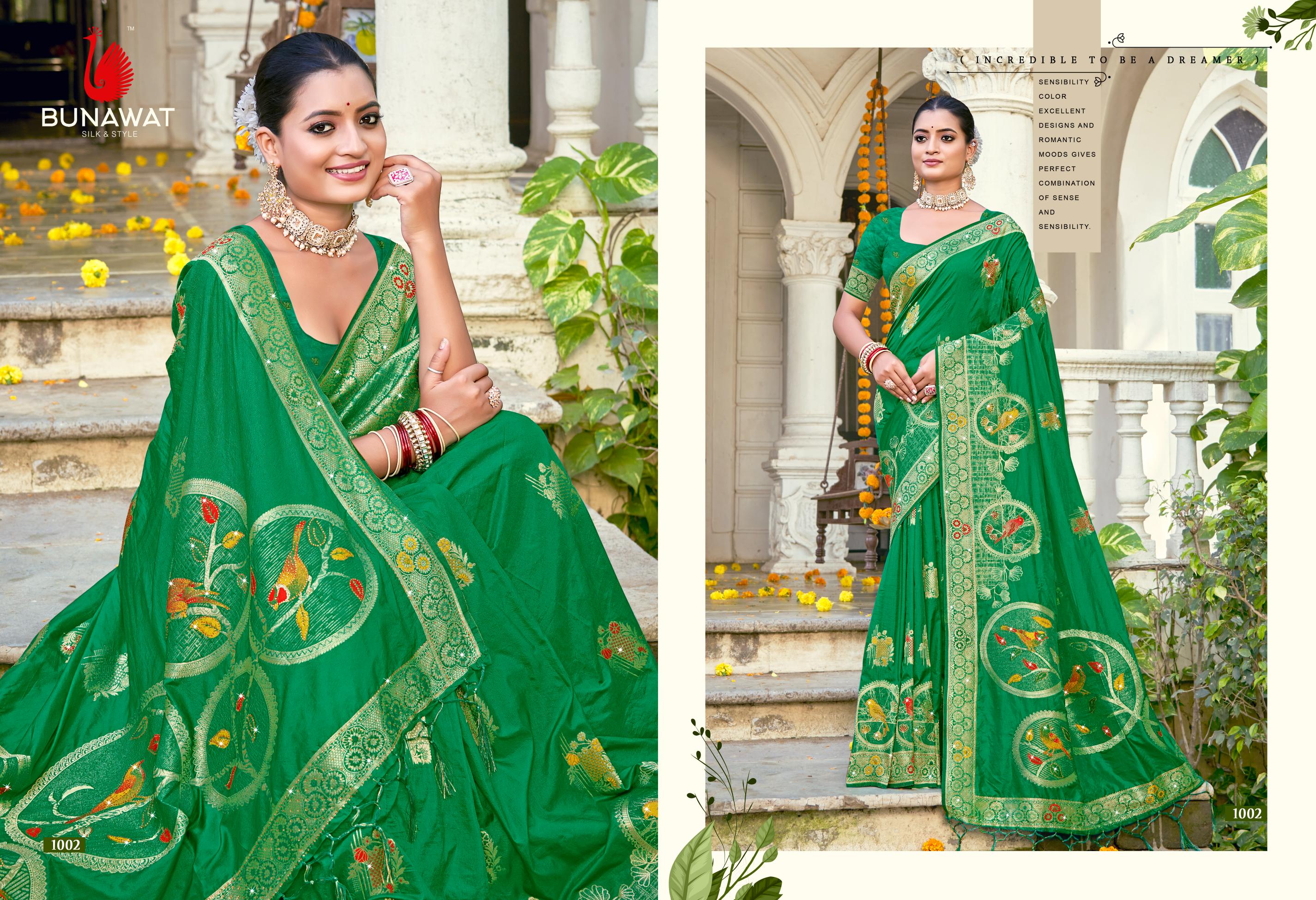 Bunawat Hans Vol 02 Festive Wear Swarovski Worked Silk Saree Collection