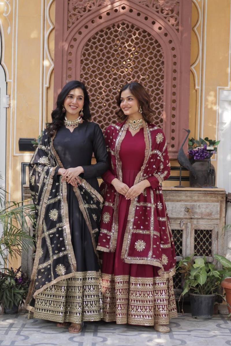 Luna Vol 12 Embroidered Georgette Gown With Dupatta Collection