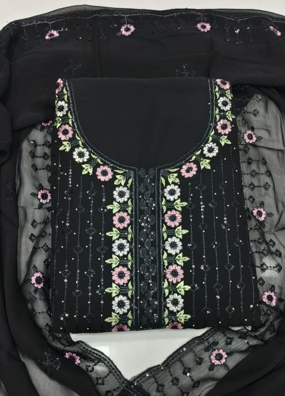 Dubai 2 Faux Georgette Fancy Embroidered Dress Material Collection