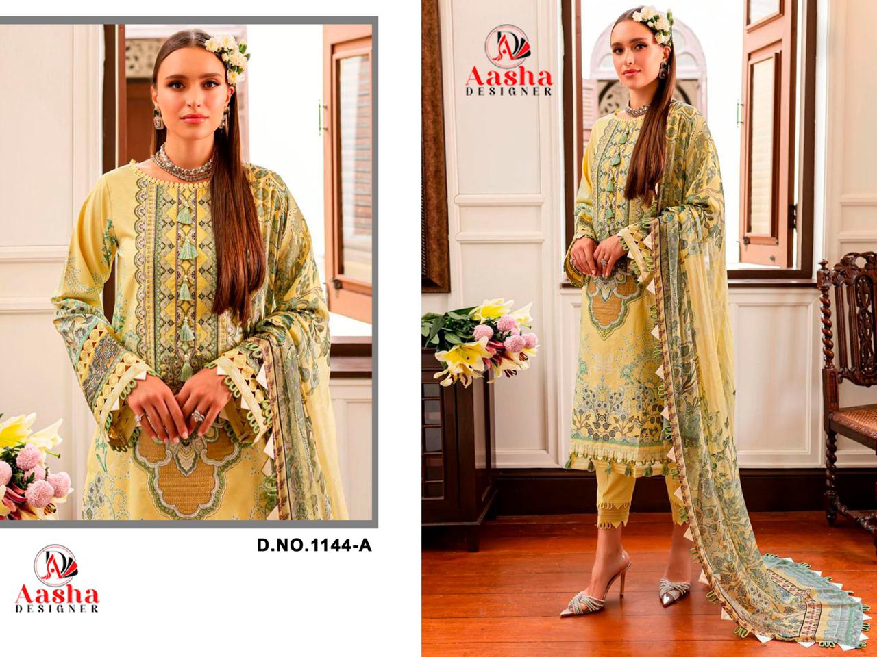 Aasha 1144 A And B Cotton Dupatta Pakistani Salwar Kameez