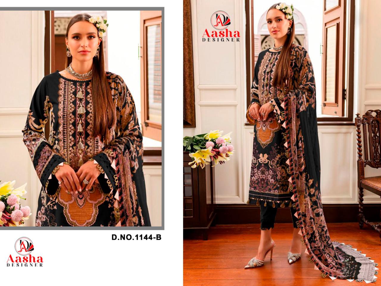 Aasha 1144 A And B Cotton Dupatta Pakistani Salwar Kameez