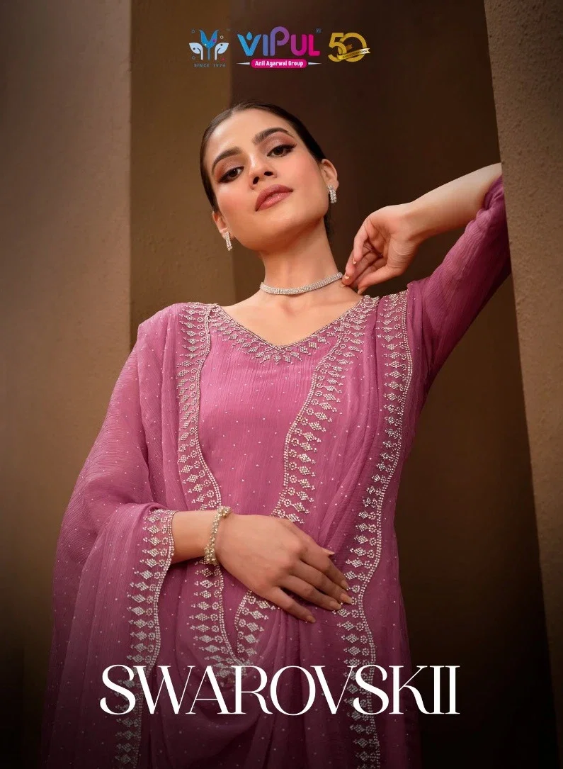 Vipul Swarovskii Organza Chiffon Designer Salwar Kameez