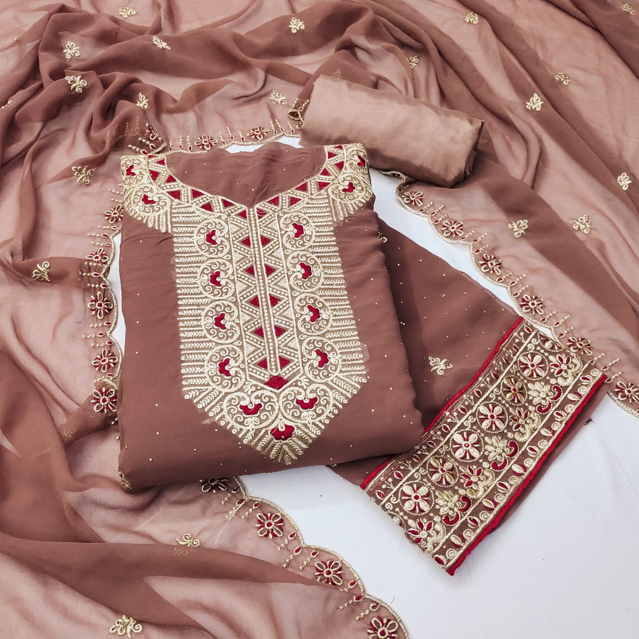 Rnx 5036 Swarovski Worked Georgette Dress Material Collection