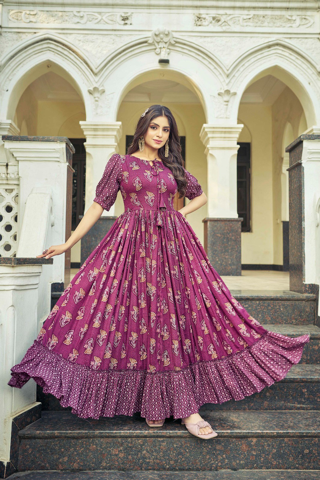 Ctz Prachi Rayon Foil Printed Flare Gown Collection